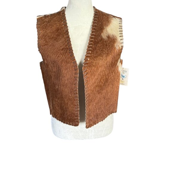 Ralph Lauren Sport vintage leather vest with a natural hair on cowhide size M - Picture 6 of 12